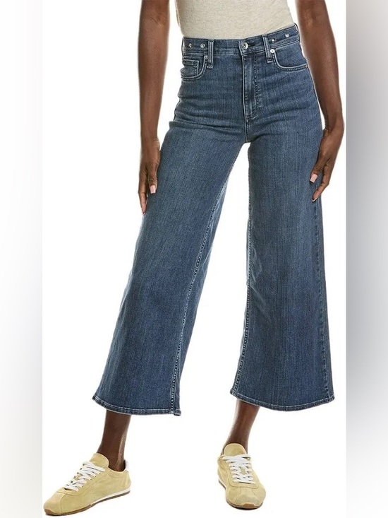 rag & bone Denim - Rag & Bone Serena High Rise Crop Wide Leg Jeans in Med Wash, Size 26